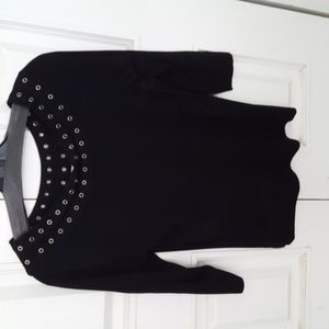Eyelet embellished knit sweater